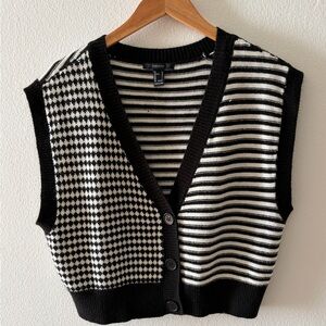 Forever 21 Black and White V-Neck Sweater Vest